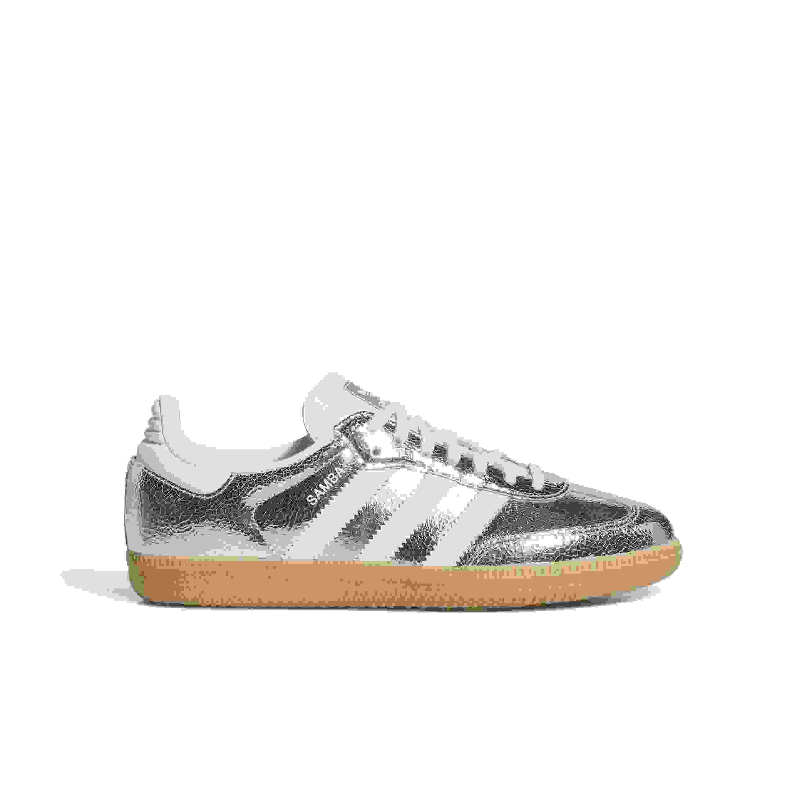 adidas Originals Samba OG Grade School Girls' "Silver Metallic/Core White" Shoe